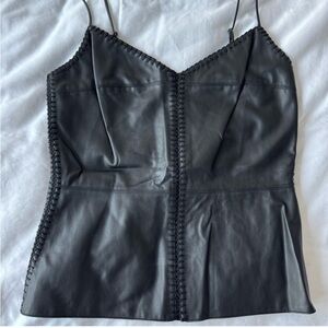 Leather Front with Stitch Detailing Tank Top/ Crop Top (REVOLVE)($98)(M)